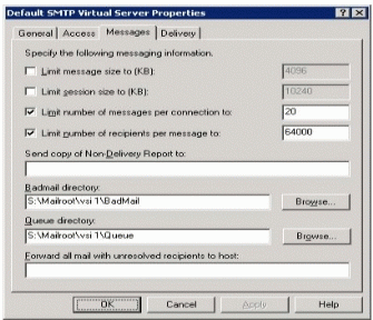 Figure 10: SMTP BadMail Properties