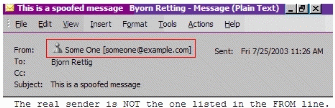 Figure 16: Example of Spoofed E-Mail Message