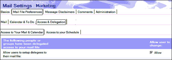 Mail File Preferences - Access & Delegation - Access to your Mail & Calendar 子附签