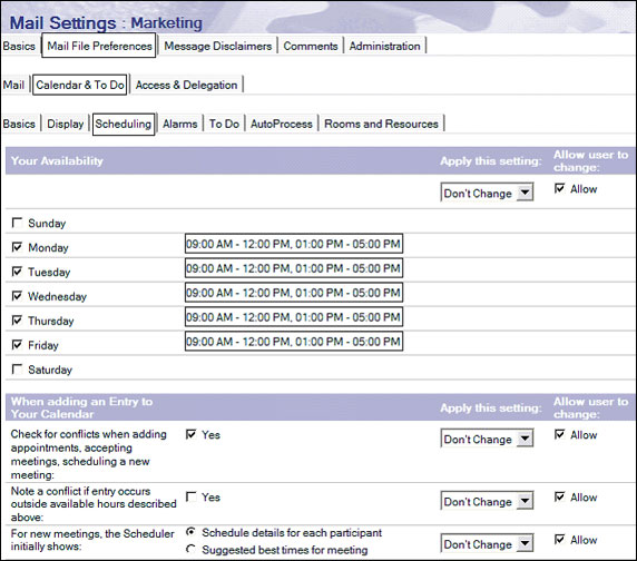 Mail File Preferences - Calendar & To Do - Scheduling Ӹǩ